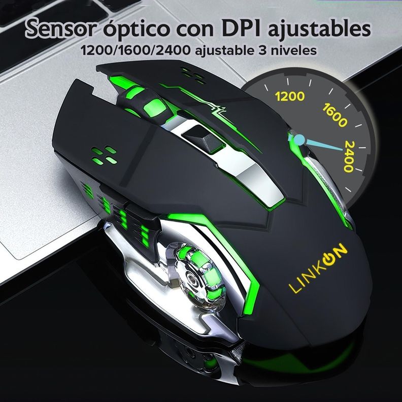 Teclado Led + Mouse Inalámbrico USB Recargable Kit Set Gamer-6