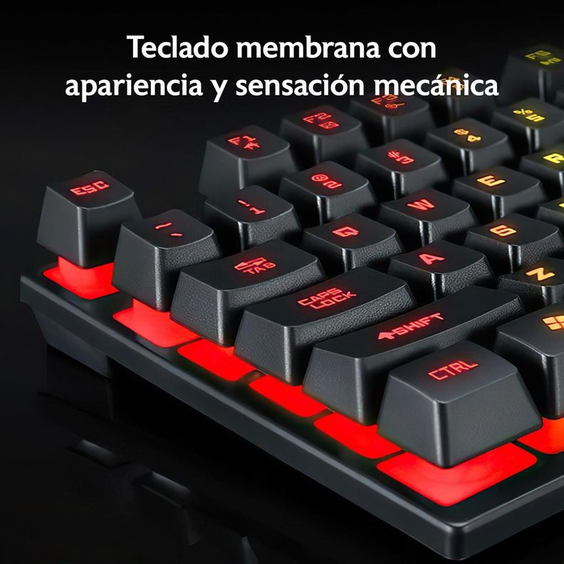 Teclado Led + Mouse Inalámbrico USB Recargable Kit Set Gamer-7