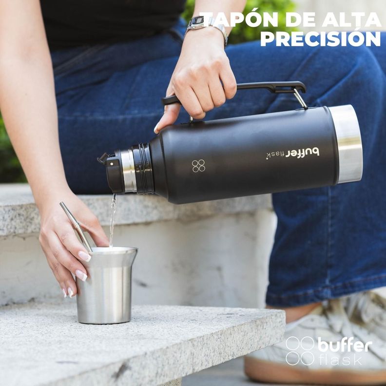 Termo Mate Set Matero Buffer 1,2L Acero Inox + Vaso y Tapa-1