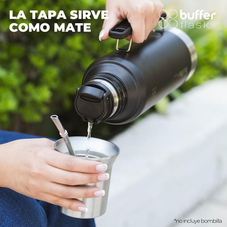 Termo Mate Set Matero Buffer 1,2L Acero Inox + Vaso y Tapa-4