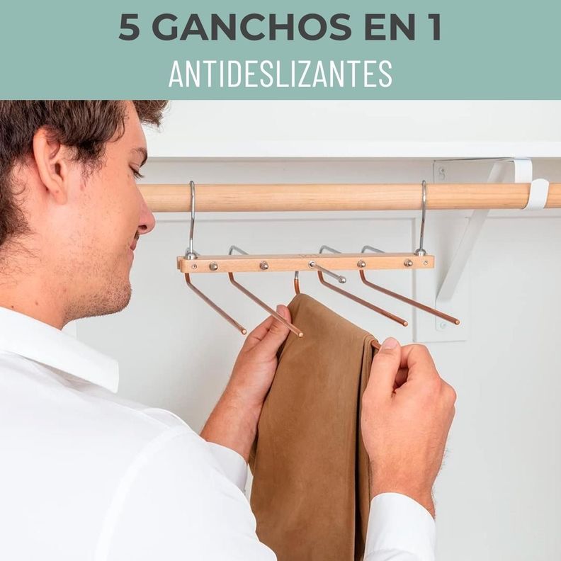 Colgador de Pantalones Ropa Ganchos 5 en 1 Antideslizante-1