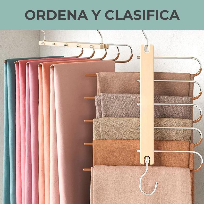 Colgador de Pantalones Ropa Ganchos 5 en 1 Antideslizante-2