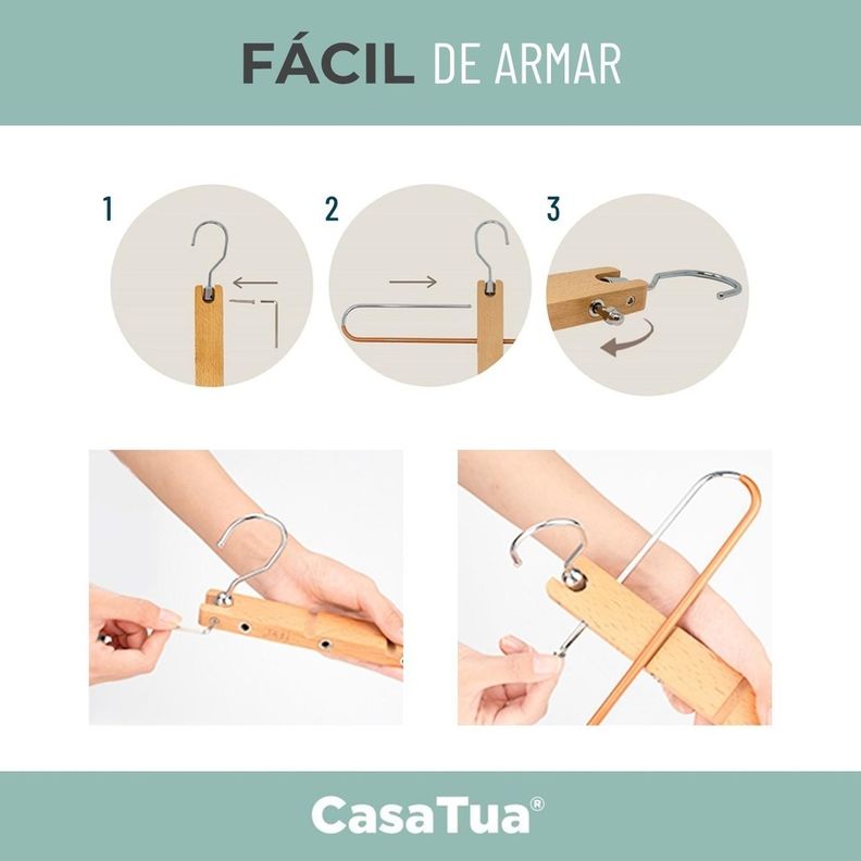 Colgador de Pantalones Ropa Ganchos 5 en 1 Antideslizante-4