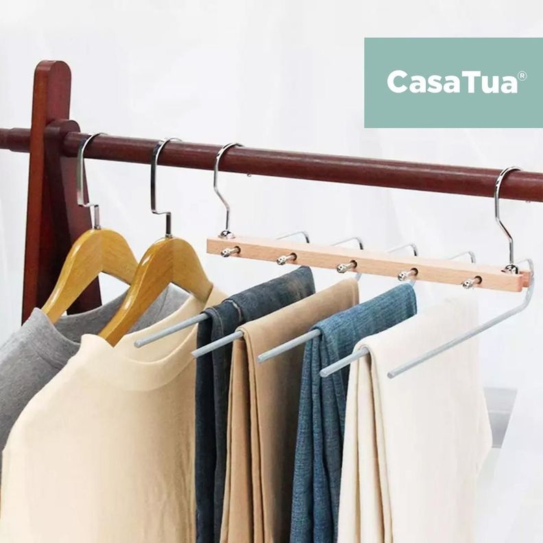 Colgador de Pantalones Ropa Ganchos 5 en 1 Antideslizante-8