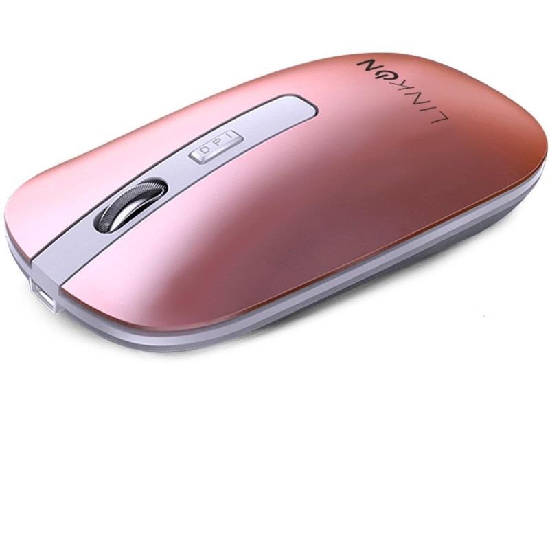 Mouse Inalambrico Dual Bluetooth USB Recargable Mac Windows Rosado-0