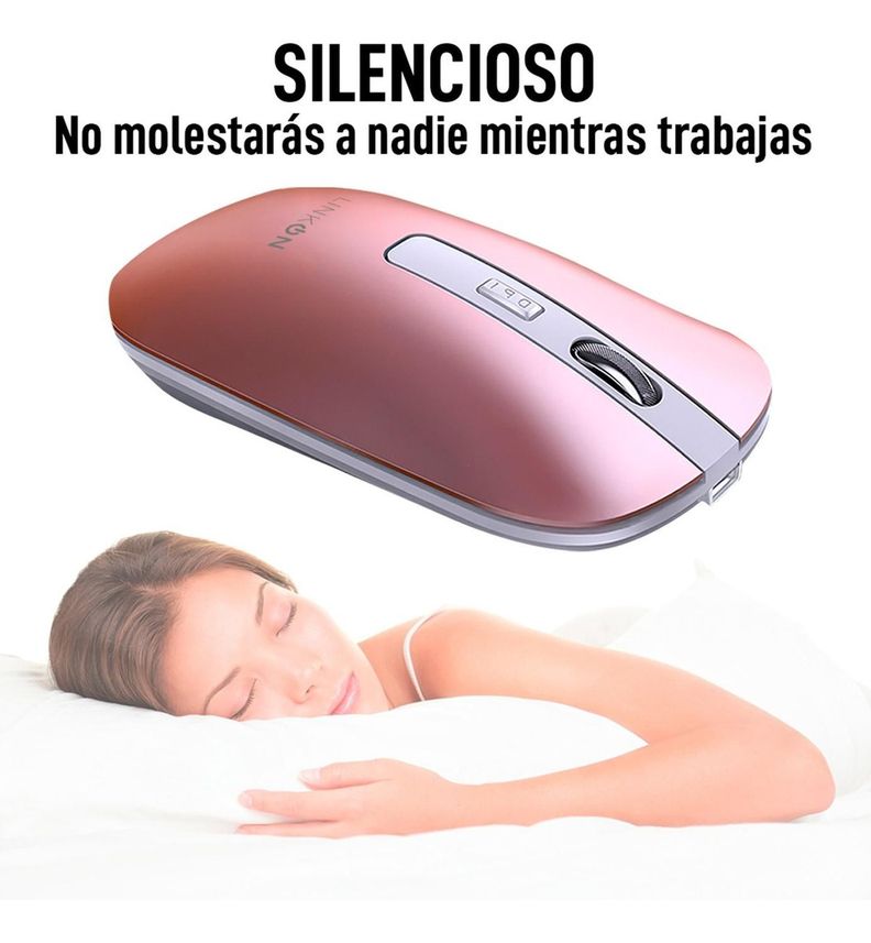 Mouse Inalambrico Dual Bluetooth USB Recargable Mac Windows Rosado-5