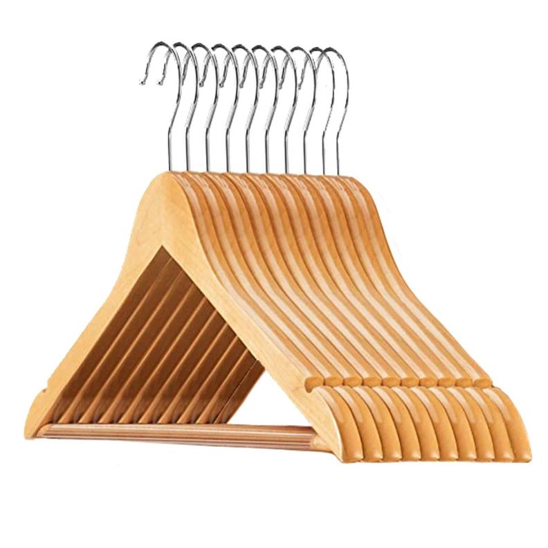 Colgadores de Ropa Madera Set 10 Ganchos Antideslizante-0
