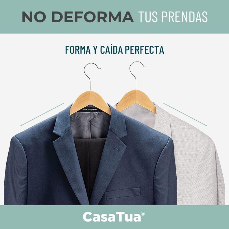 Colgadores de Ropa Madera Set 10 Ganchos Antideslizante-3