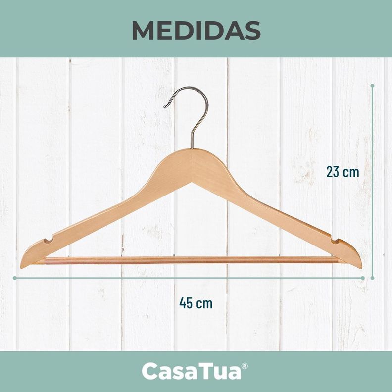Colgadores de Ropa Madera Set 10 Ganchos Antideslizante-8