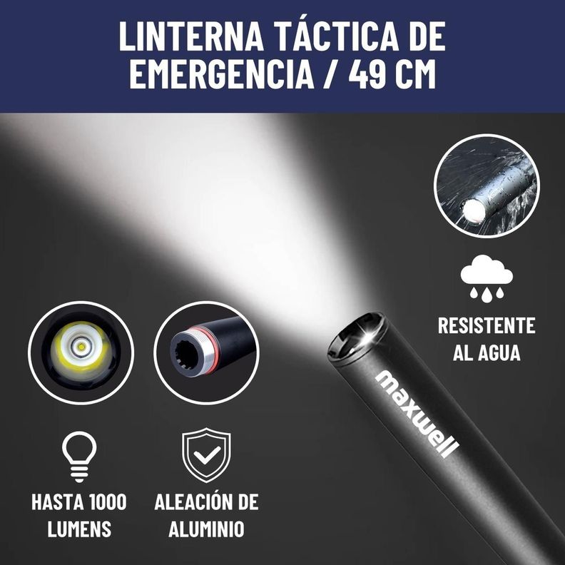 Linterna Led Tipo Bate Maxwell Potente Seguridad-1