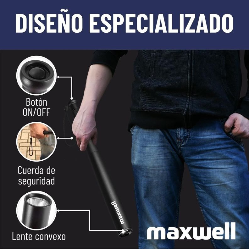 Linterna Led Tipo Bate Maxwell Potente Seguridad-4