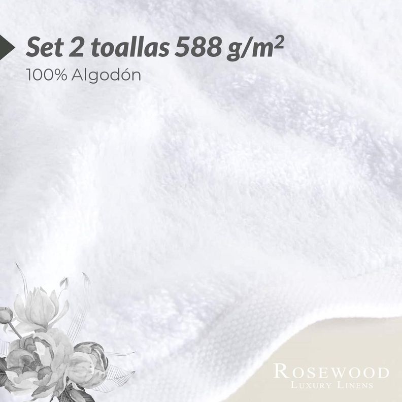 Toallas Baño Premium Set 2 100% Algodón Rosewood Lujo Suave-1
