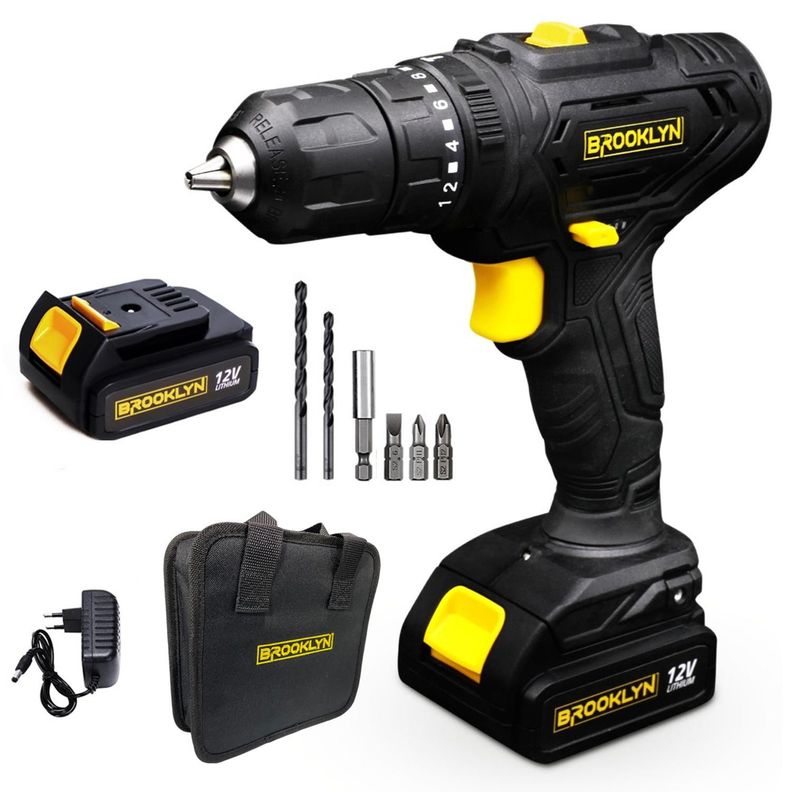 Taladro Percutor Inalambrico Brooklyn 12V Atornillador +1Bat-0