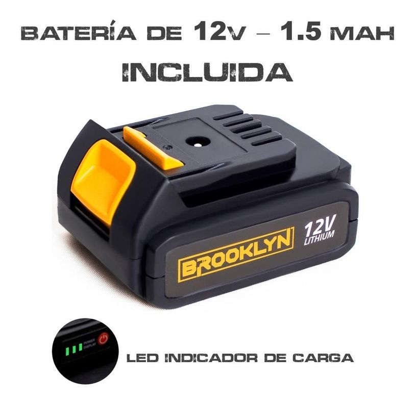 Taladro Percutor Inalambrico Brooklyn 12V Atornillador +1Bat-3
