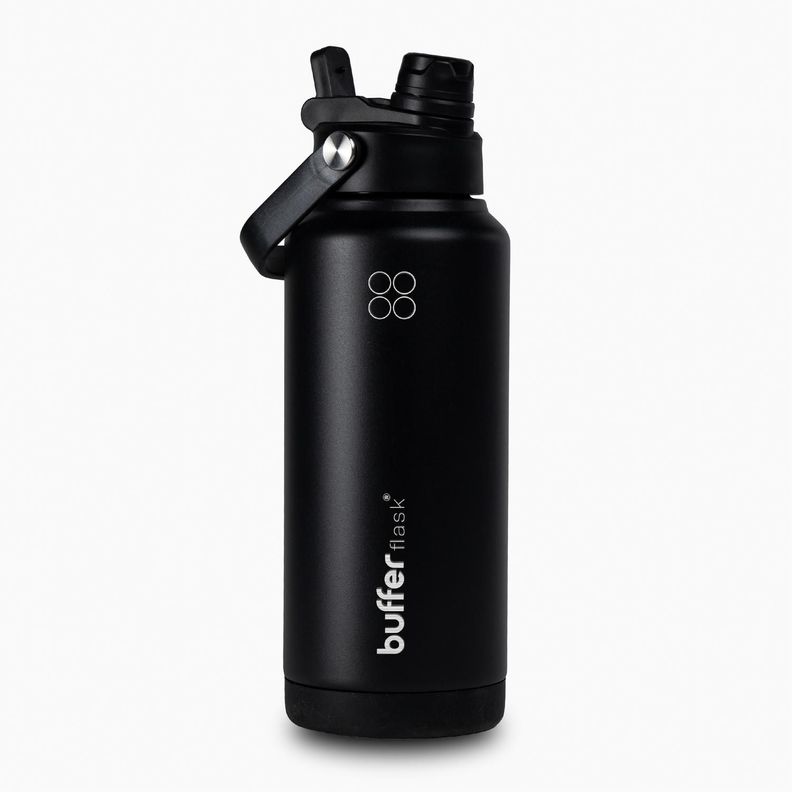 Termo Botella Agua Termica Buffer Flask Acero Inox 1L 2 en 1 Negro