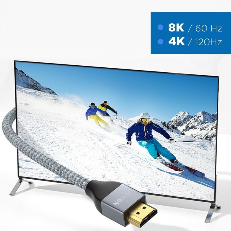 Cable Hdmi 8k @60hz, 4k@120hz 48gbps V2.1 Trenzado Oro 2mts-4
