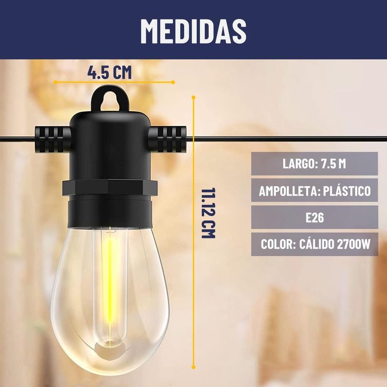 Guirnalda Luces Solar 7,5Mt Exterior Maxwell + 10 Ampolletas-5