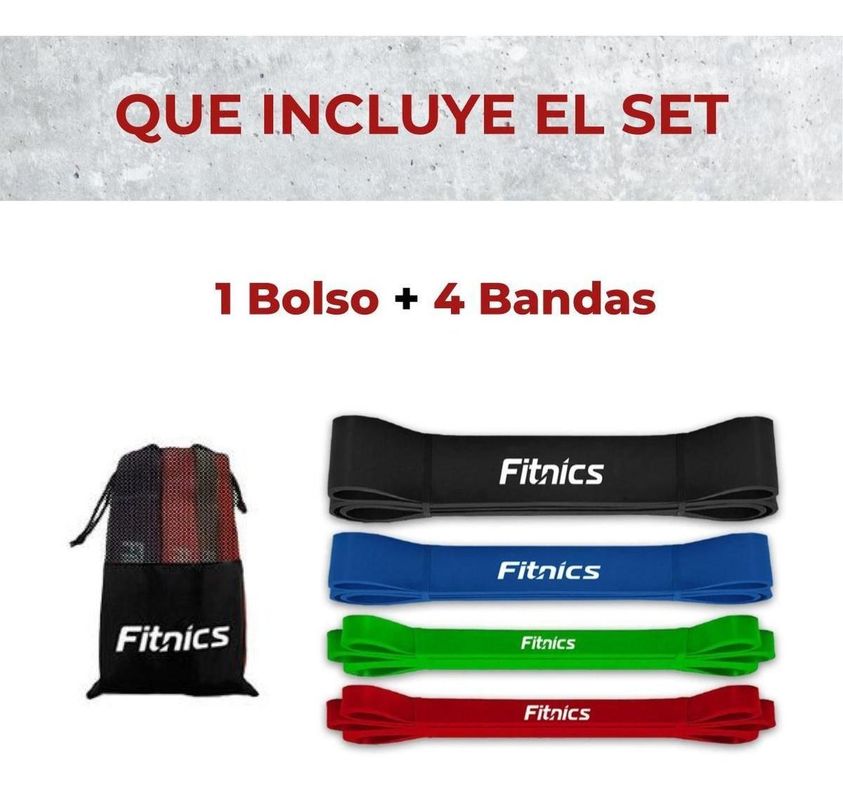 Bandas Elasticas Power Bands Resistencia Fitnics Set 4 Latex-3