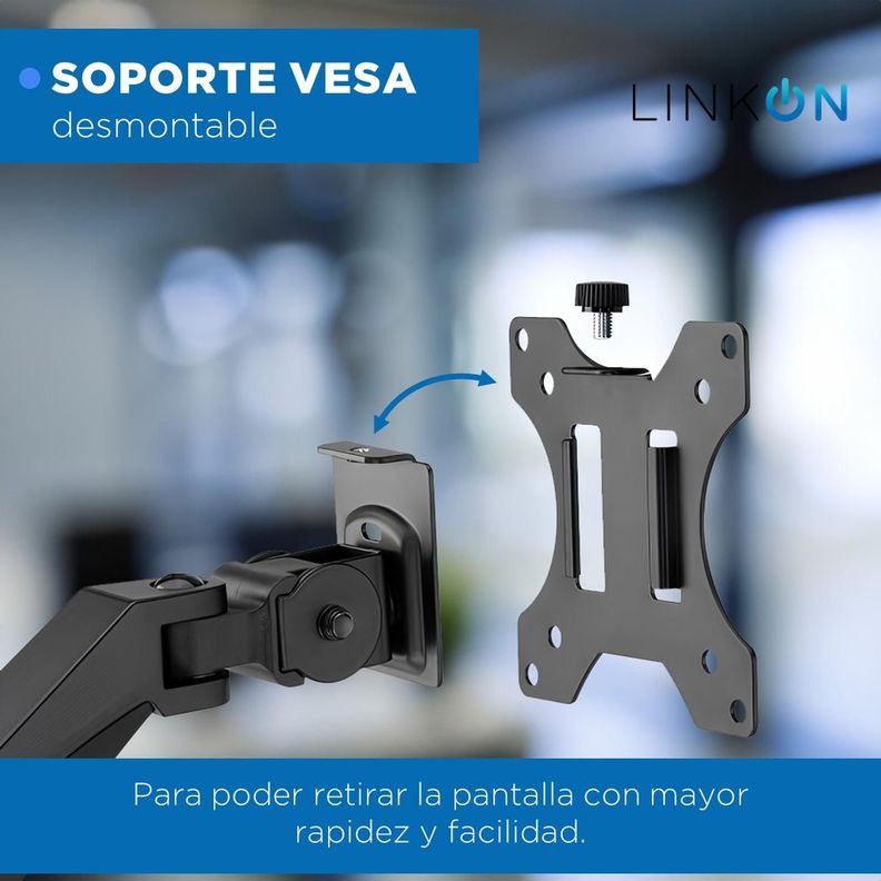 Brazo Soporte Doble Para 2 Monitores Linkon Escritorio Gas-4