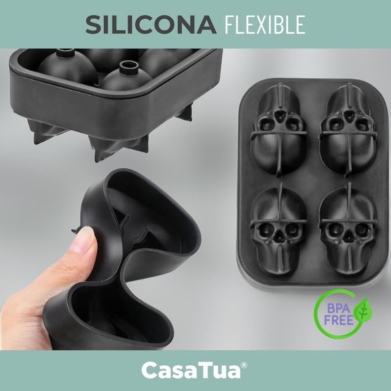 Cubetas Hielo Cubetera Molde Silicona Calavera CasaTua Set 3-2