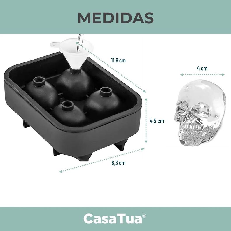 Cubetas Hielo Cubetera Molde Silicona Calavera CasaTua Set 3-7