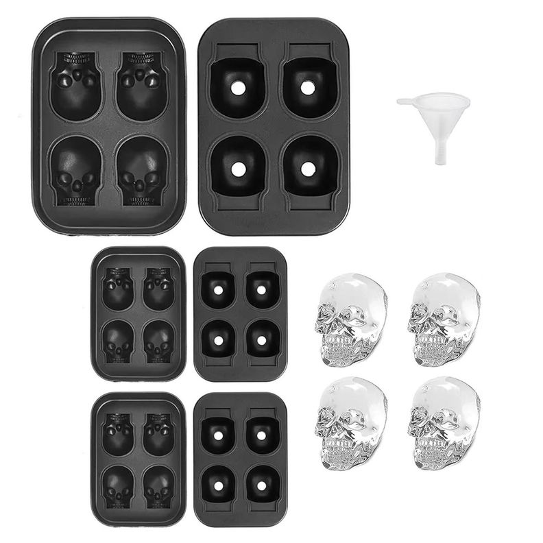 Cubetas Hielo Cubetera Molde Silicona Calavera CasaTua Set 3-0