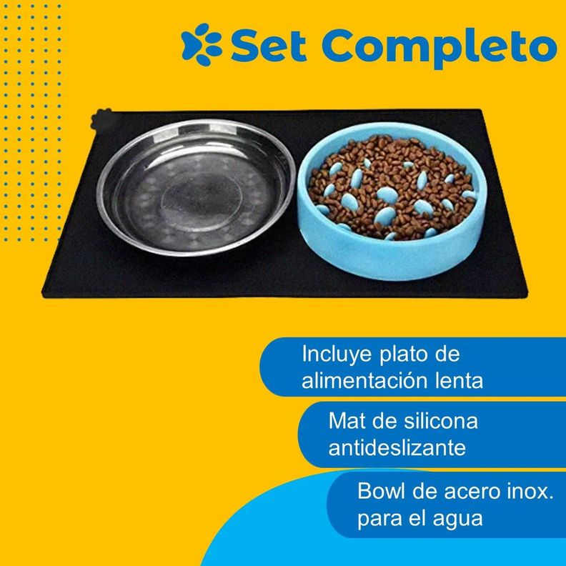 Plato para Perro Anti Ansiedad Petpal + Plato Acero y Mat-1