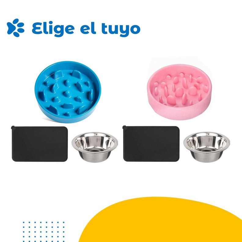 Plato para Perro Anti Ansiedad Petpal + Plato Acero y Mat-7
