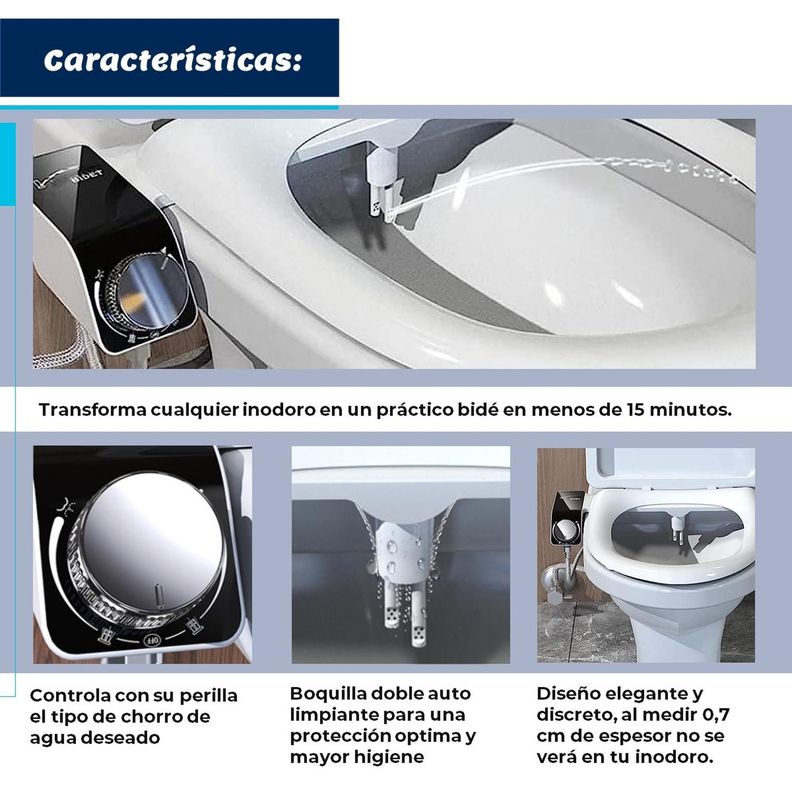 Bidet WC Inodoro Ajustable Universal Fácil Instalar CoreAqua-2