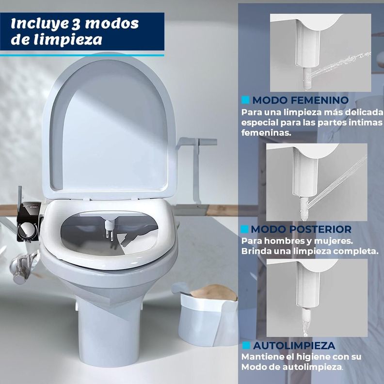 Bidet WC Inodoro Ajustable Universal Fácil Instalar CoreAqua-3