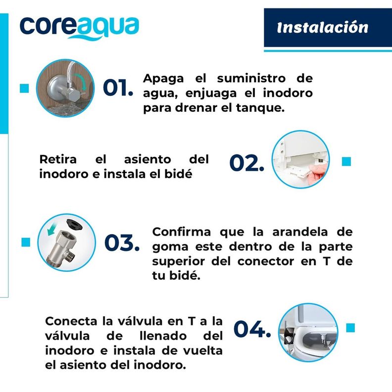 Bidet WC Inodoro Ajustable Universal Fácil Instalar CoreAqua-4