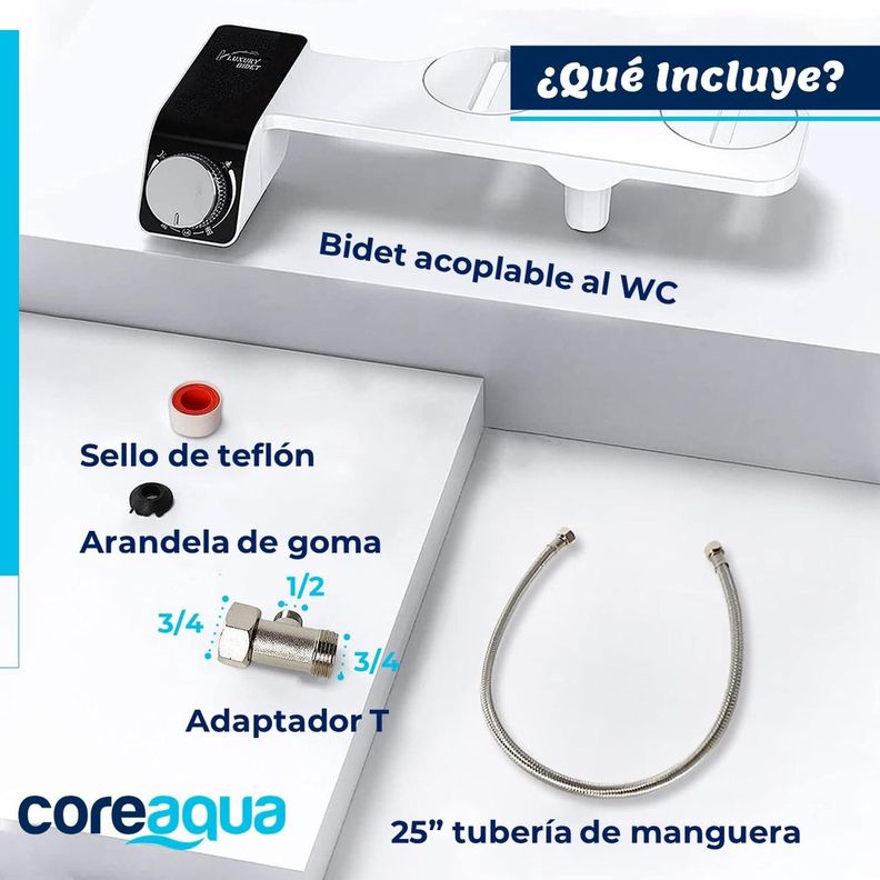 Bidet WC Inodoro Ajustable Universal Fácil Instalar CoreAqua-6