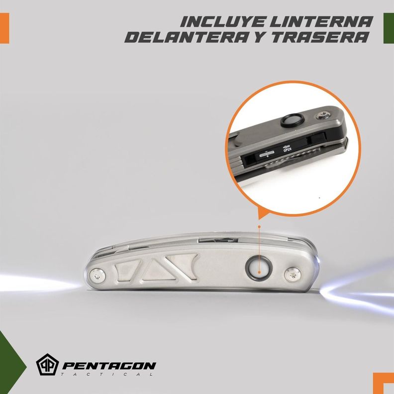 Cuchillo Cortapluma Navaja Multiherramienta Pentagon +luz-1