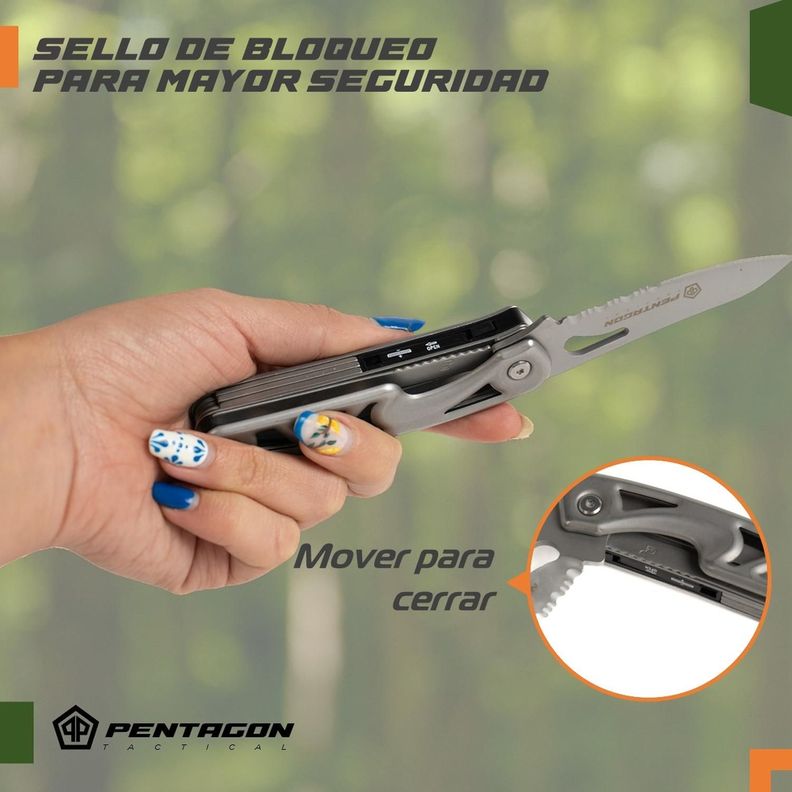 Cuchillo Cortapluma Navaja Multiherramienta Pentagon +luz-4