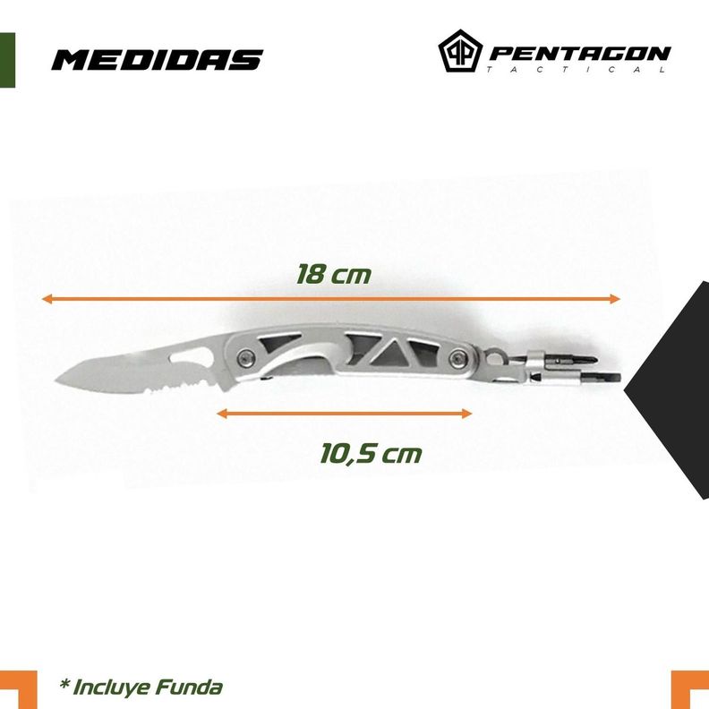 Cuchillo Cortapluma Navaja Multiherramienta Pentagon +luz-5