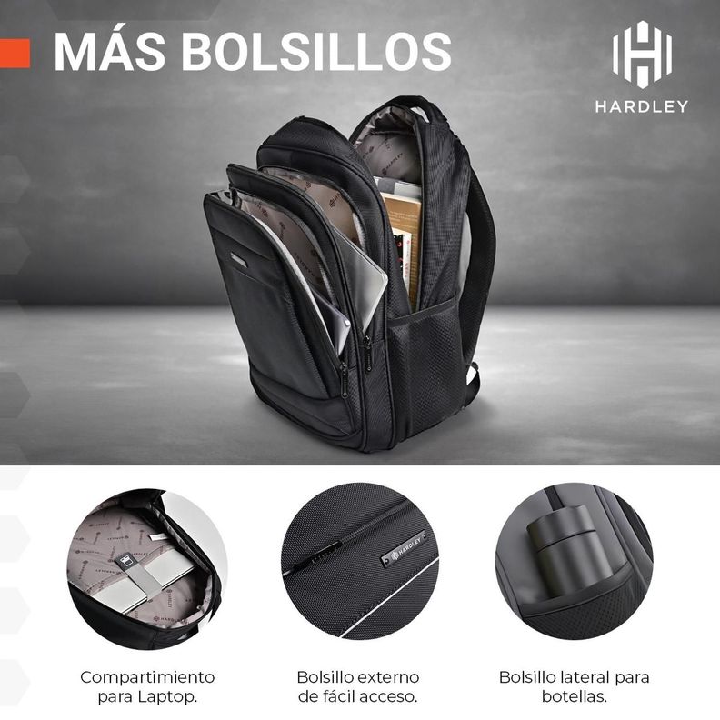 Mochila Notebook Impermeable Antirrobo Balistica Hardley Usb-1