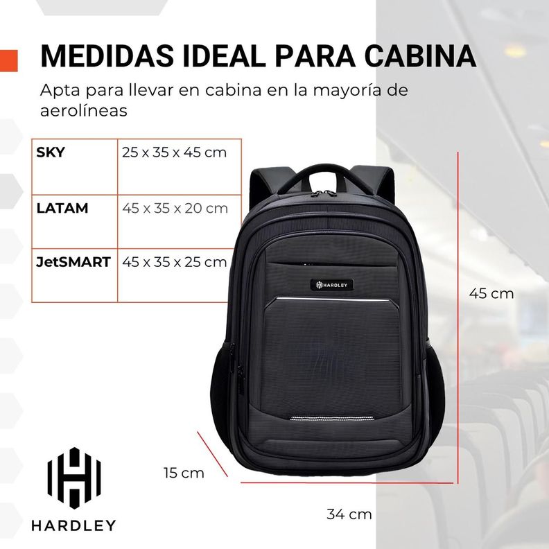 Mochila Notebook Impermeable Antirrobo Balistica Hardley Usb-6