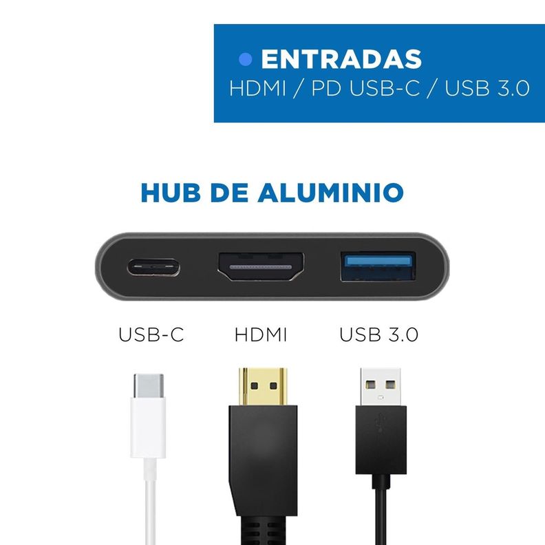 Hub Adaptador Usb Tipo C 3 En 1 Linkon Hdmi Para Macbook-1