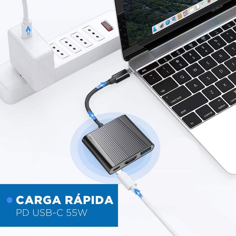 Hub Adaptador Usb Tipo C 3 En 1 Linkon Hdmi Para Macbook-2