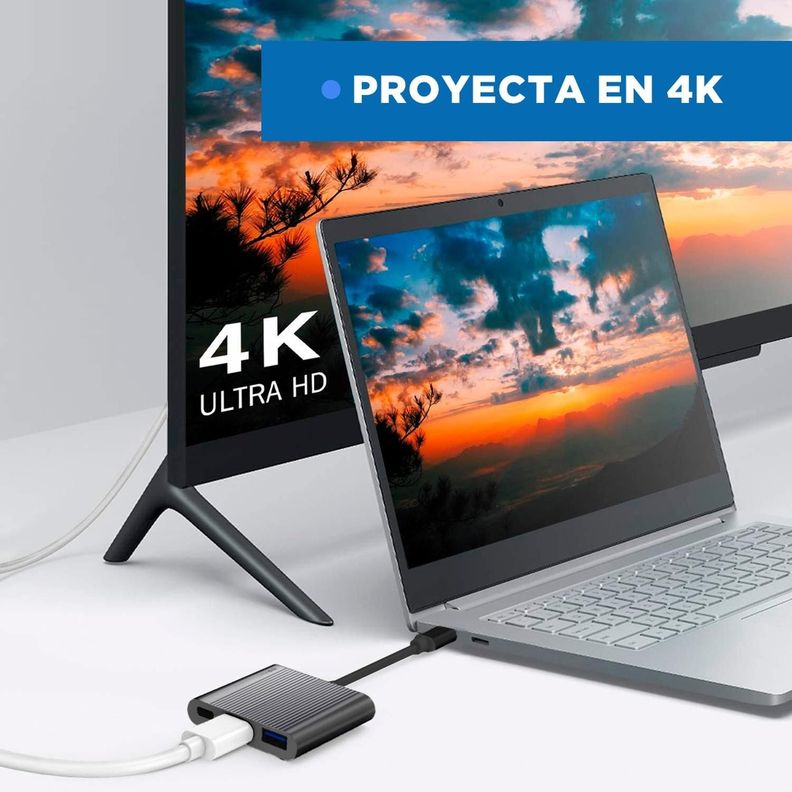 Hub Adaptador Usb Tipo C 3 En 1 Linkon Hdmi Para Macbook-3