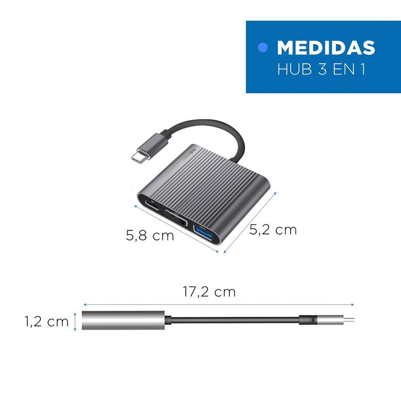 Hub Adaptador Usb Tipo C 3 En 1 Linkon Hdmi Para Macbook-9
