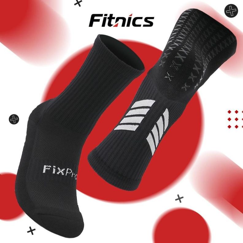 Medias Futbol Calcetas  Deportivas Antideslizantes x3 Fitnics negro-1