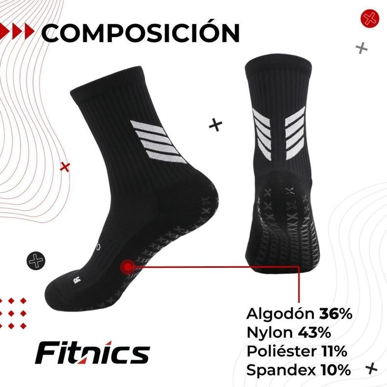 Medias Futbol Calcetas  Deportivas Antideslizantes x3 Fitnics negro-4