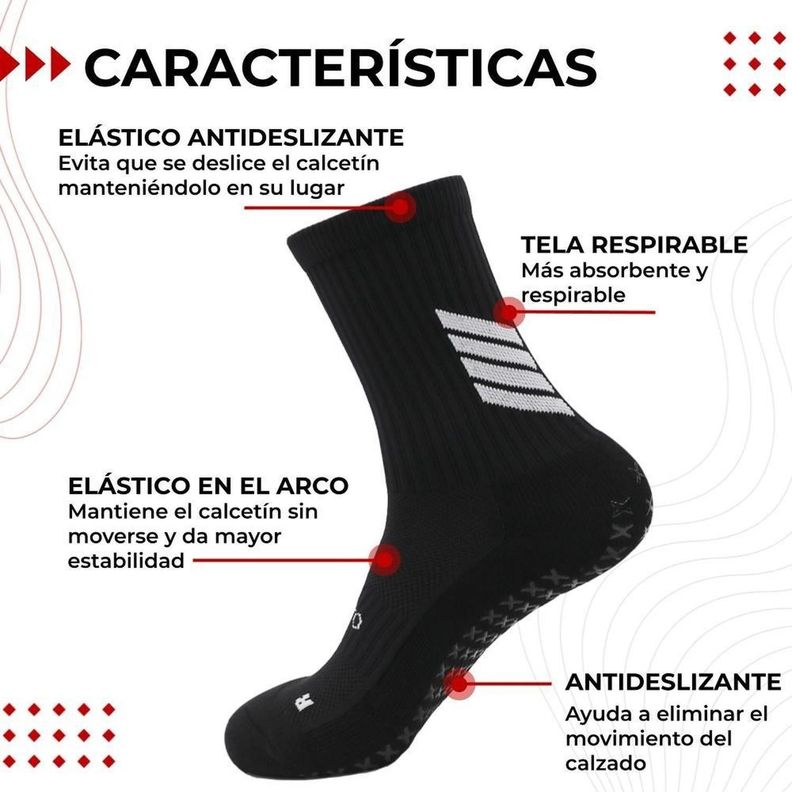 Medias Futbol Calcetas  Deportivas Antideslizantes x3 Fitnics negro-8