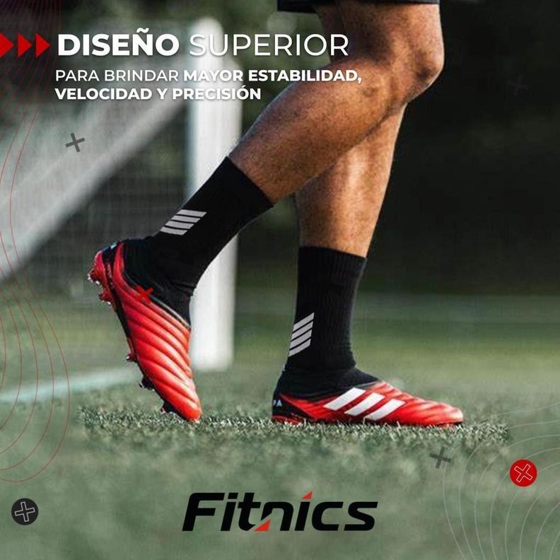 Medias Futbol Calcetas  Deportivas Antideslizantes x3 Fitnics negro-3