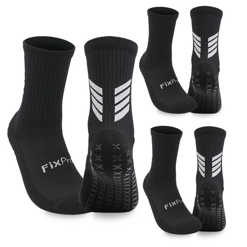 Medias Futbol Calcetas Deportivas Antideslizantes x3 Fitnics Talla Unica negro