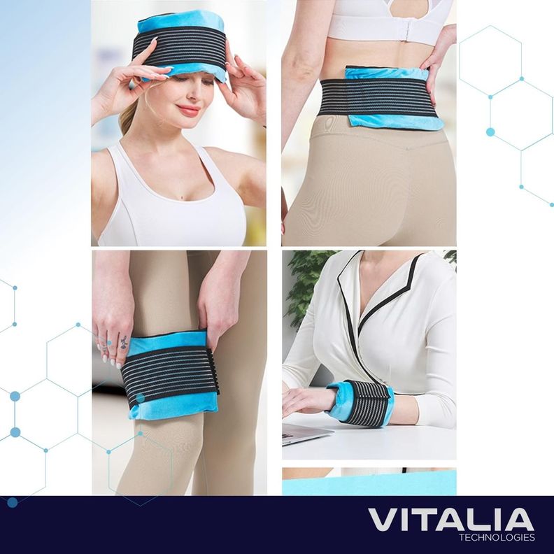 Compresa Gel Frio Calor Pack x2 con 1 Funda y Velcro Vitalia-3