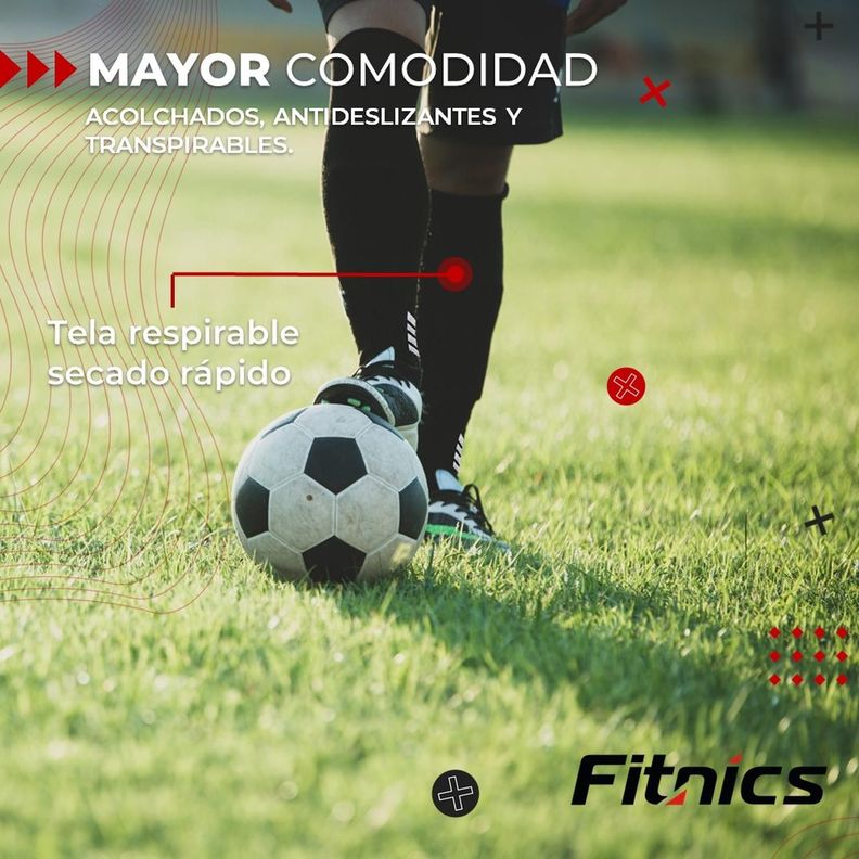 Medias Futbol Deportivas Sin Pie Pantorrillera Fitnics Set 2 negro-4