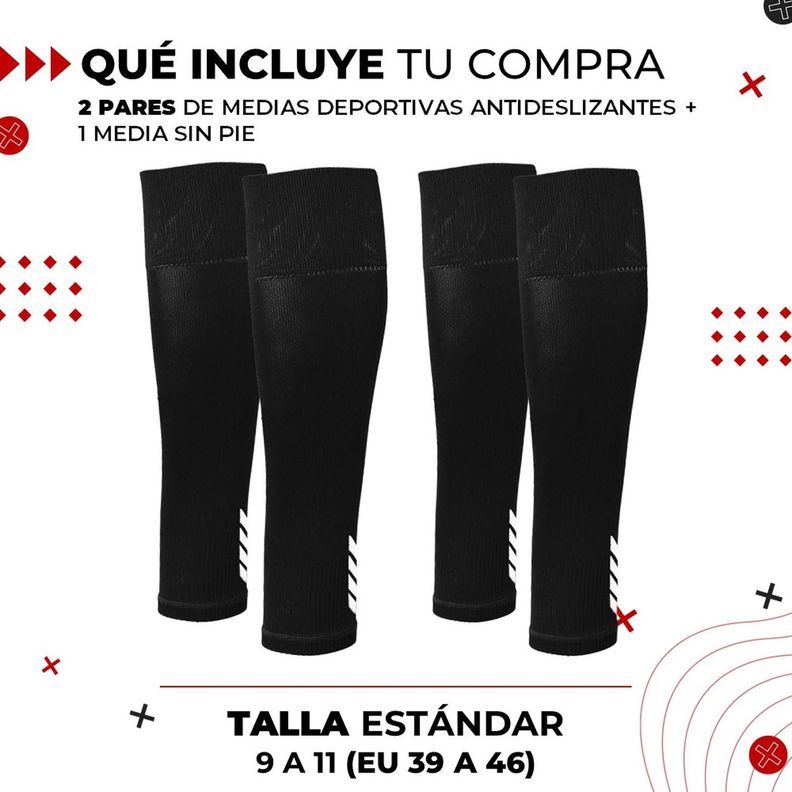 Medias Futbol Deportivas Sin Pie Pantorrillera Fitnics Set 2 negro-6