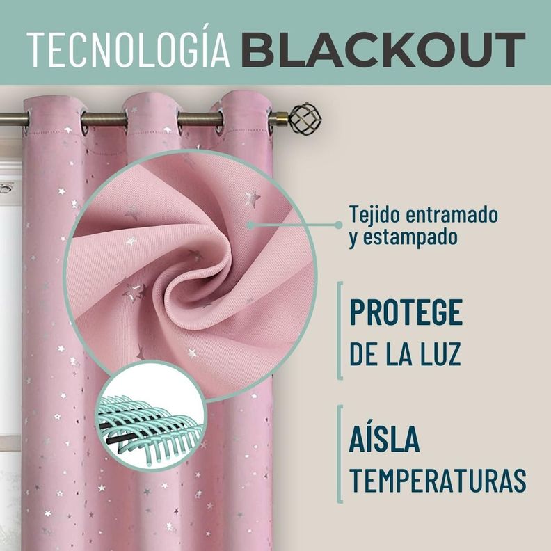 Cortina Niña Niño Semi Blackout Casatua Un Paño 140x220cm rosa claro-2